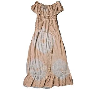Billabong Maxi Dress Peach Tye-Dye Small Off the Shoulder